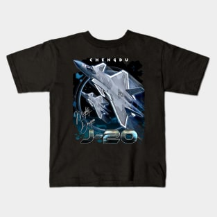 Chengdu J-20 Fifth-Generation Stealth Fighter Aircraft Kids T-Shirt